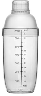 Shaker per cocktail in plastica trasparente da 700 ml, staccabile, con scala di misurazione, per baristi professionisti, principianti, bar di casa