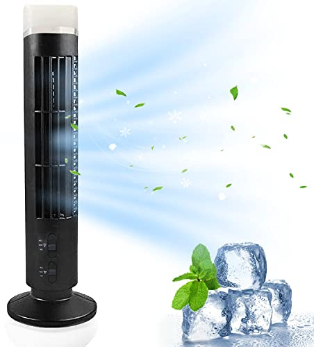 BOSTEU Electric Tower Cooling Fan, 2 Speed Setting Bladeless USB Mini Vertical Conditioner Stand Up Tower Fan for Office Bedroom Home Indoor Desktop (black)