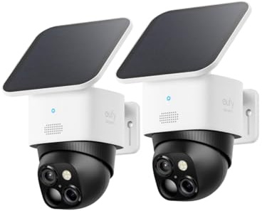 eufy Security SoloCamS340 caméra de sécurité Solaire,Camera Surveillance WiFi exterieure sans Fil,Surveillance 360° 3K,sans Angle Mort, Wi-FI 2,4 GHz, sans Frais mensuels, Compatible HomeBase 3, 2pack