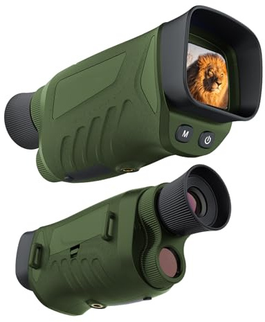 Lunette de Vision Nocturne, Appareil de Vision Nocturne Infrarouge monoculaire Zoom Numérique 8X, pour l'exploration en extérieur, l'observation de la Faune, la Chasse(Color:Green)