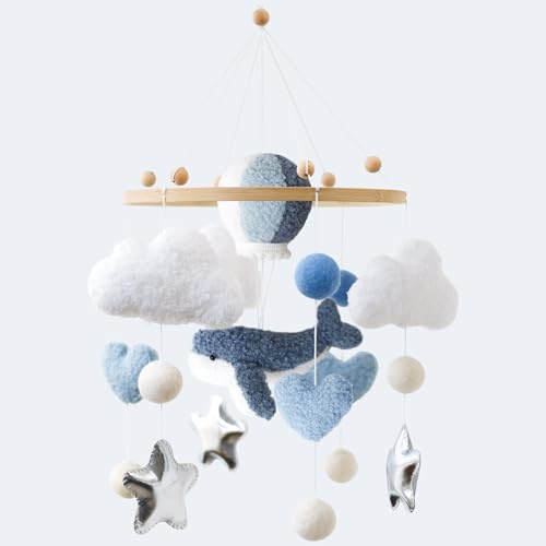 Baby Mobile Baby Windspiele-3D Wal Heißluftballon, Mobile Babybett Bettglocke Anhänger Kinderzimmer Babyzimmer Deko, Neugeborenen Geschenk für Baby Jungen und Mädchen
