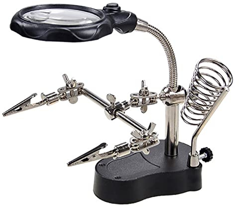 Leapiture Loupe Station de Soudage Loupe de Lampe LED Professionnelle avec Clips Auxiliaires pour la Réparation de Matériel Assemblage Electronique