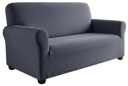 Genérico Funda Sofá Elástica Talla M (para Sofás 150-180 cm), Protector Ajustable 2 Plazas Grande o 3 Pequeño, Antideslizante y Lavable, Tejido Suave con Espumas – Gris