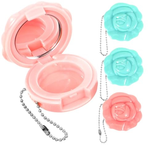 NUOBESTY Boîte de Rangement Maquillage DIY 4pcs en Plastique Forme Rose, Contenant Cosmétique Vide pour Mini Maquillage Voyage, Palette Créative et Unique pour Rouge à Lèvres