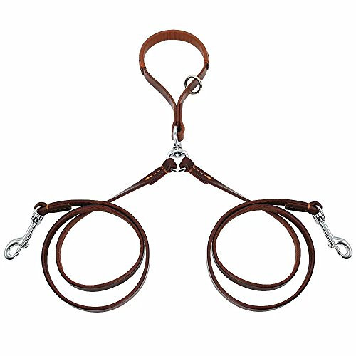 PET ARTIST Doppelleine Hundeleine Doppel Leine für Zwei Hunde Welpe Leder Leine Soft Braun Schwarz