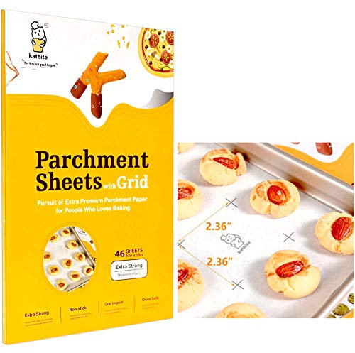 Katbite Precut Parchment Paper Sheets with Grid Lines, 12x16 Inch, 46 Pcs
