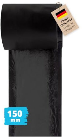 Alfa EPDM-Folie 150 mm x 20 m schwarze Dichtfolie aus EPDM-Kautschuk mit einseitigem Butyl-Streifen zur äußeren Abdichtung von Fenster- und Türelementen