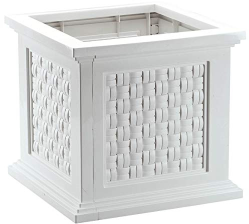 Fox Valley Traders Lightweight All-Weather Rattan-Style Planter Box - Versatile Presentation - Premium-Grade Polyethylene Material - Easy Assembly - 14.75 x 14.75 x 13.75, White Design