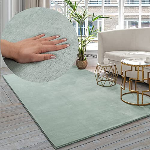 the carpet Premium Moderner Hochflor Langflor Wohnzimmer Teppich, Super Soft, Kunstfell, Flauschig, Felloptik, Grün, 140 x 200 cm