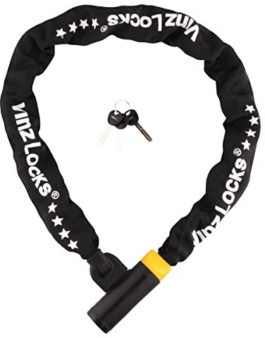 VINZ Tronador Kettenschloss ART 4 | Kette Locker Schloß | Schloss für Motorrad Rollerschloss Panzerschloss | Motorradschloss aus gehärtetem Stahl | 120-200 cm x ø10,5mm (120cm)