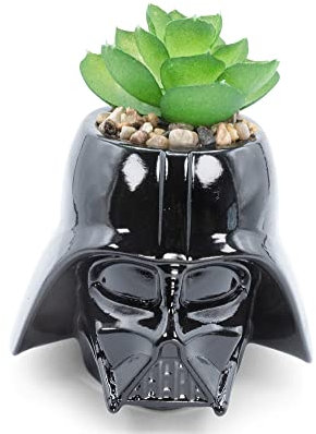 Star Wars Dark Vador Mini pot de fleurs en céramique avec plantes succulentes artificielles 7,6 cm