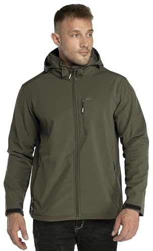 33,000ft Softshelljacke für Herren Wasserdicht Winterjacke Winddicht Warme Fleece Gefüttert Windbreaker Funktionsjacke Outdoorjacke für Wandern Fahrrad Camping Olivgrün 3XL