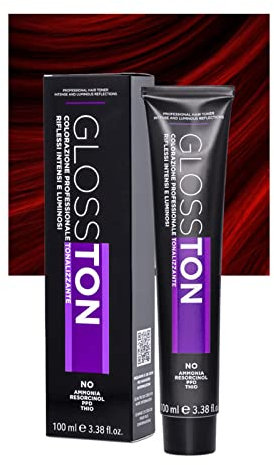 Glosston, Coloración Profesional Tonalizante Efecto Iluminador, Tinte 0.66 Rojo Intenso, Apto para Cabello Natural y Teñido, Con Aceite de Argán, Sin Amoníaco, 100ml