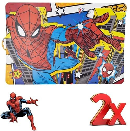 2 pièces Napperon américain en Plastique pour Petit déjeuner et déjeuner Enfants (Spiderman)