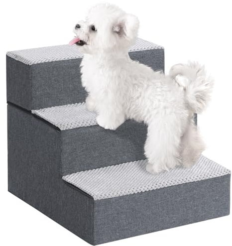 WGYTECH Haustiertreppe für Kleine Hundetreppe für Sofa und Bett aus Hochdichtem Schwamm Treppe mit Abnehmbare Waschbare Bezug Rutschfestem Boden,3 einsetzbare Stützplatten(3-Stufen)