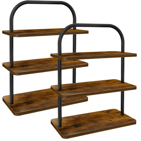 OugeWood 3 Tier Cupcake Stand 2 PACK Wooden Metal Cupcake Stand Reusable Cupcake Display Stand Tiered Tray Stand Dessert Table Display Set Serving Trays for Party Rustic Farmhouse Vendor