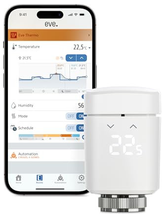 Eve Thermo (Matter): Smartes Heizkörperthermostat, LED-Display, Heizkosten sparen, funktioniert mit Alexa, Apple Home, Samsung SmartThings, Google Home, benötigt Thread Border Router