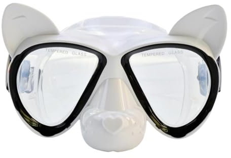 Pegciuho Maschera da Sub per Snorkeling, Maschera Subacquea, Maschera da Immersione, Occhialini da Immersione per E Snorkeling, Bianco