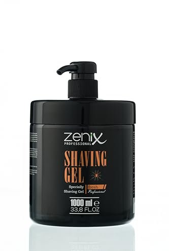 Zenix Gel da barba da uomo, fresco, 1000 ml, gel da barba da uomo, trasparente, per una rasatura precisa dei contorni della barba, scorrimento ottimale, con dispenser per pompe, profumo Oud