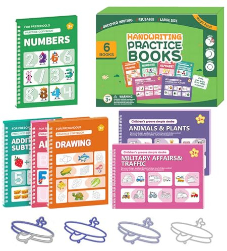 Xvilmaun Cahiers D'écriture Rainurés,Cahiers Alphabet Réutilisables - Cahier d'Apprentissage des Lettres et de l'Écriture - pour Classe, École, Maison, Vacances d'Été, Week-end, Débutants,