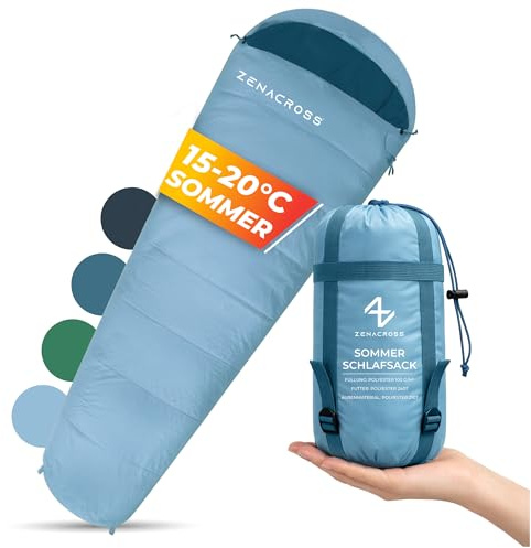 Zenacross Saco de Dormir Adulto, Saco Dormir niños- Ultraligero & Compacto per Vivac, Campismo e Montaña - Azul