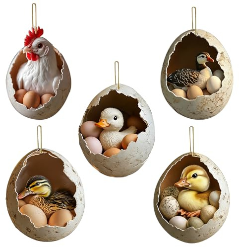 Pascua Decoracion Adornos Colgantes de Pascua Lindo Pollitos Patos Patrones Hanging Ornament para Fiestas árboles de Easter Hogar Regalos-Pascua Acrílico (B)