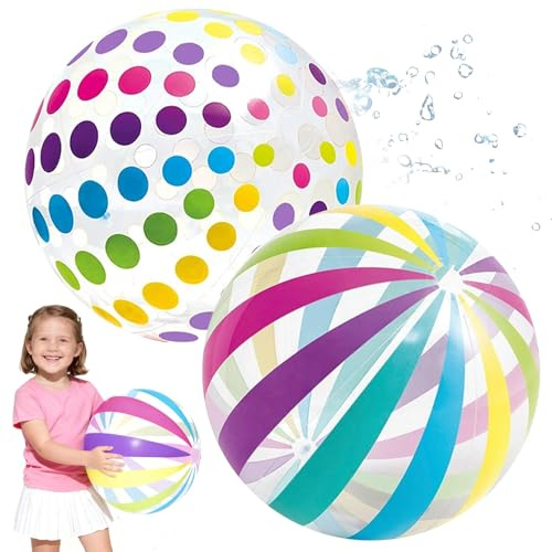 2 Stück Wasserball Aufblasbar,Pool Kinder Spielzeug,Wasserspielzeug Ball für Strand,Wasser Outdoor Spiele,Party Erwachsene Aufblasbarer Strandball,Bunt Poolspielzeug 40cm