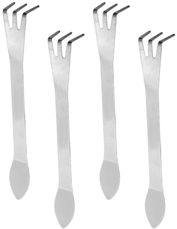 YOSADIER Rastrello Manuale Piccolo in Acciaio Inox 4 Pezzi, Strumento per Aerare e Diserbare Terreno in Giardino e Coltivazione Bonsai