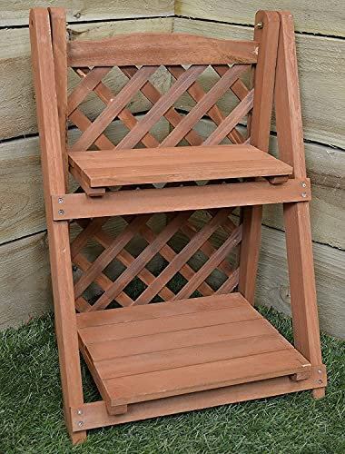 Unibos Garden 2 Tier Wooden Planter Rack Flower Plant Display Stand Plant Shelf Ideal for Outdoor Indoor