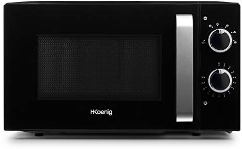 H.Koenig VIO8 Mikrowelle 20L Schwarz, Compact Design, Leistungsstark 700 W, Drehteller 24,5cm, Multifunktion 5 Heizstufen, Auftaufunktion, Timer bis 30 min.