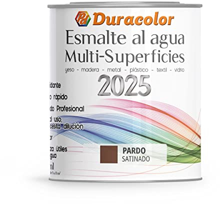 B BRIDECO Esmalte al Agua Multi Superficie - Color Satinado Pardo - 750 ml - Acabado Brillante - Sin Olor - Resistente a Golpes, Roces y Manchas - Antioxidante - Rápido Secado - Duracolor