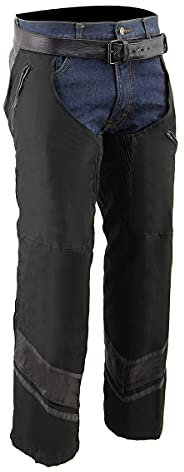 Milwaukee Leather MPM5706 Herren Chaps mit Lederbesatz, belüftet, Schwarz - Schwarz - 5X-Large