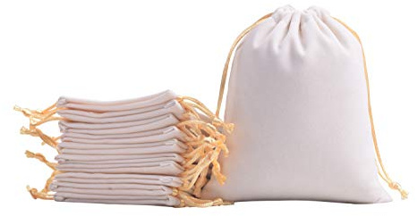 KONMAY 20 sacchetti piccoli in velluto con coulisse, color crema, 12 x 15 cm, per regali, bomboniere