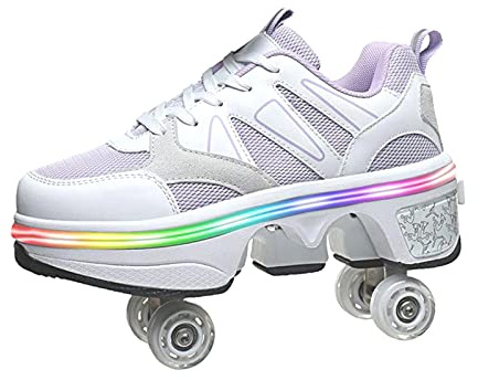 SXZHSM Deformation Roller Shoes con Luce LED, Scarpe da Skate per Donna, Ragazzi Bambini Scarpe con Ruote, Roller Sneakers per Regalo per Principianti Unisex,EU40