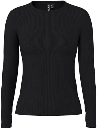 PIECES Pcruka LS Top Noos, Camiseta de Manga Larga para Mujer, Negro, M
