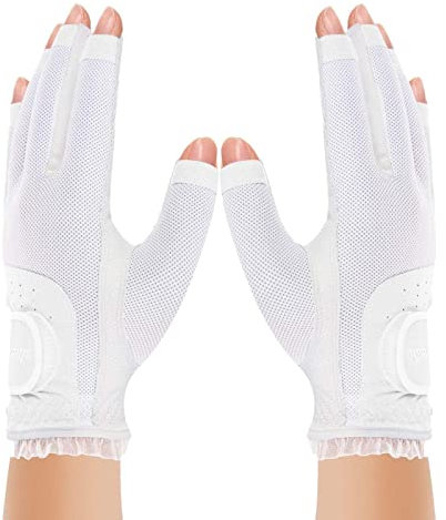 Damen-Golfhandschuhe – 1 Paar Damen-Golfhandschuhe, fingerlos, weich, Sporthandschuhe für Damen, Mädchen, Granulat, rutschfester Handschuh für linke und rechte Hand für fer