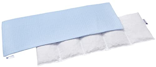 Medi Partners Cherry Pit mikrovågssäker 60x20cm storkornig värmekudde 800g 100% bomull 5 kammare avtagbart överdrag - Cherry Pit kudde för nacke och axlar, kylterapi (Blå)
