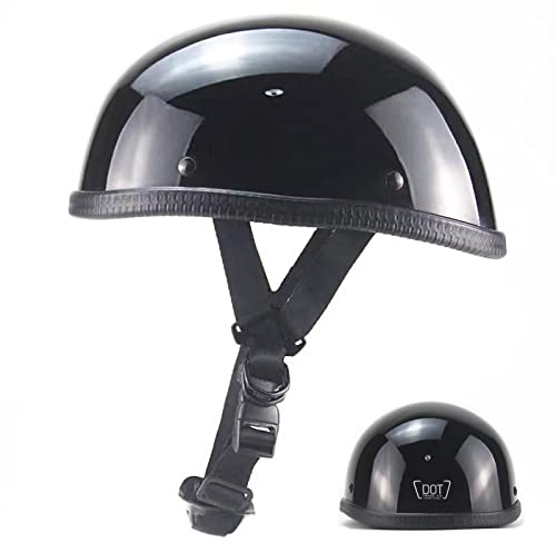 Motorcycle Half Helmet, DOT Approved Adult Men Women Retro Open Face Helmets, Half Shell Helmets for Adults (Black, XX-Large)