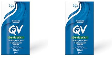 QV Gentle Wash 500g, Soap-Free, Moisturising, Low Irritant, PH Balanced, Body Wash for Eczema and Dry Skin Conditions (Pack of 2)