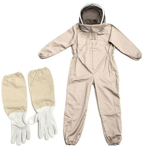 Combinaison D'apiculture Professionnelle Ventilée Complète Avec Gants Et Protection, Beekeeper, Combinaison Professionnelle D'apiculteur, Avec Gants En Cuir Couleur Café, Anti Guêpes