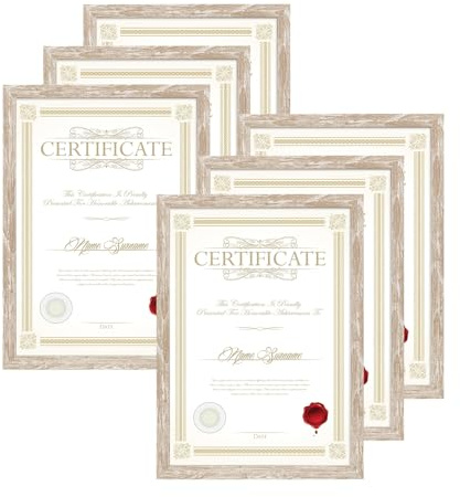 EYMPEU Cadre Photo A4 Rustique, Lot de 6 Cadres A4 Naturels pour Accrocher au Mur ou La Table