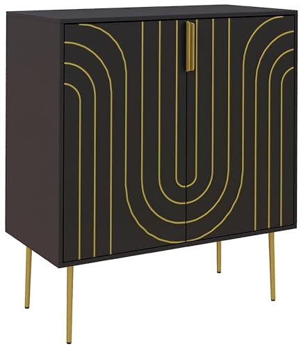 HOMCOM Storage Cabinet Cupboard 2 Doors Adjustable Shelf Sideboard Black