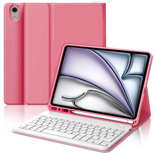 Tangentbordsfodral för iPad Air 11, tangentbord för iPad Air 11 A2836 A2837 A3006- tangentbord för iPad Air 5 2022/Air 4 2020, avtagbart Bluetooth-tangentbord för iPad Air 11 tum 2024, italiensk, röd