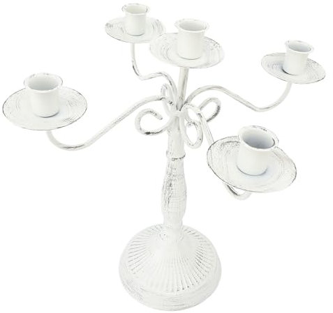 Candélabre en Métal à 5 Bras avec Base Ronde, Antirouille pour la Décoration de Mariage, Hôtels, Restaurants