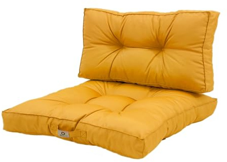 deco arts Coussins pour Salon de Jardin - Coussins extérieur - 60x60 cm - Coussin de Remplacement pour Fauteuil, Banc & Chaise d'extérieur - Imperméable, Confortable & capitonné - Jaune