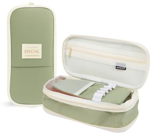 WEDAWIN Estuche para Lápices, Estuche Grande Escolar, Cremallera Resistente, Estuche Aesthetic para Adolescentes, Bolsa de Almacenamiento Portátil, Apto para Mujeres y Hombres (Verde)