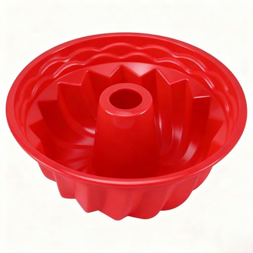 Frutilexia Molde Rosco Alto, 23cm Molde Savarin, Molde Bizcocho Agujero, Moldes Bizcocho Horno, Antiadherente, Cocción Uniforme, Reutilizable, para Pan, Flanes y Repostería, Rojo