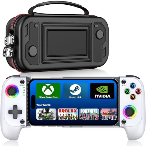 For iPhone/Android Wireless Mobile Game Controller with Protective Carrying Case Bundle,Hall Effect Phone Controller for Xbox Cloud/Steam Link/GeForce Now/MFi Apple Arcade-Call of Duty,Roblox