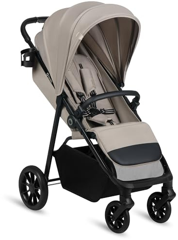 Lionelo Emerald Buggy bis 22 kg, 6 Monate–4 Jahre, EVA-Räder 360° mit Federung, einhändig faltbar, 91 cm Liegefläche mit verstellbarer Rückenlehne, UPF50+ wasserdichtes Verdeck, großer Einkaufskorb