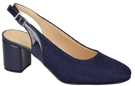 Valleverde 28200A Slingback da Donna con Tacco a Blocco 6 cm, Glitter e Cinturino con Fibbia, Blu Navy e Nero (Topazio, Sistema Taglie Calzature EU, Adulto, Donna, Numero, Media, 38)